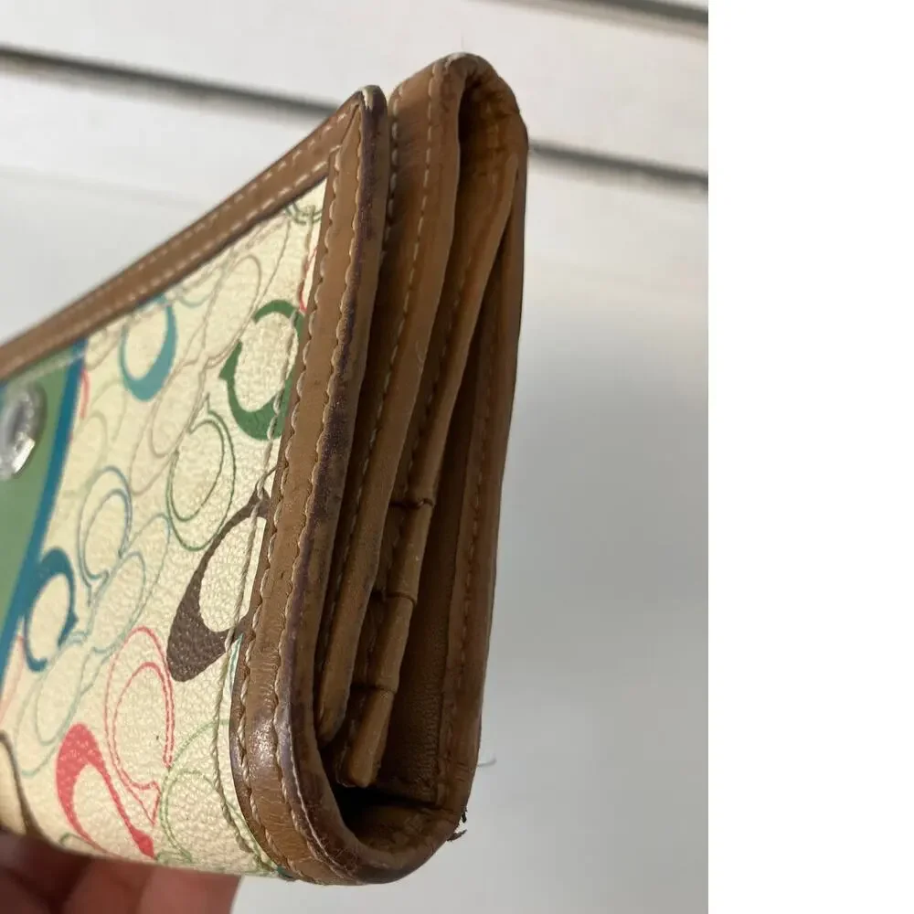COACH SIGNATURE MULTI COLOR SIGNATURE LEATHER WALLET